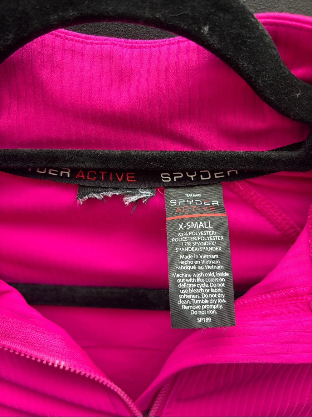 Spyder Active Hot Pink Ribbed Quarter Zip Pullover XS - Picture 4 of 5
